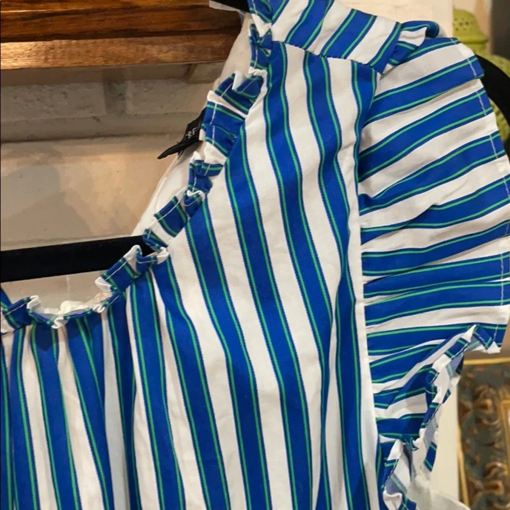 J.Crew blue and green striped dress L
